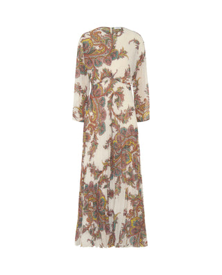 Vestido plisado estampado paisley de gasa