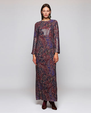 Paisley print sequin dress