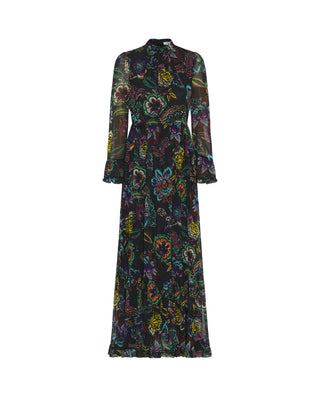 Vestido negro de gasa estampado multicolor by MIRT | 05426_0050_4