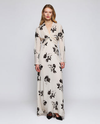 Vestido crema estampado floral by MIRTO | 05431_0050_1