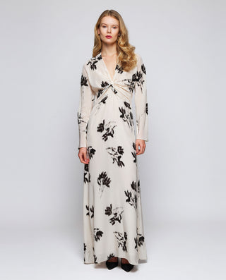 Vestido crema estampado floral by MIRTO | 05431_0050_3