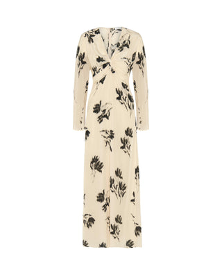 Vestido crema estampado floral by MIRTO | 05431_0050_4