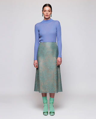 Blue fine ribbed wool jumper