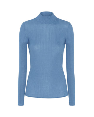 Blue fine ribbed wool jumper