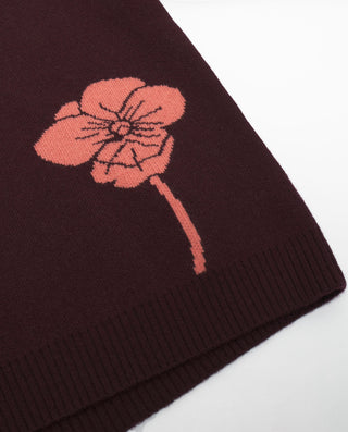 Burgundy jacquard wool cardigan