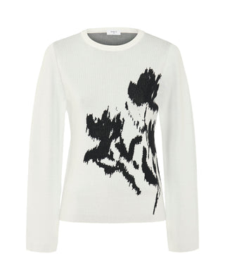 Jersey blanco jacquard floral