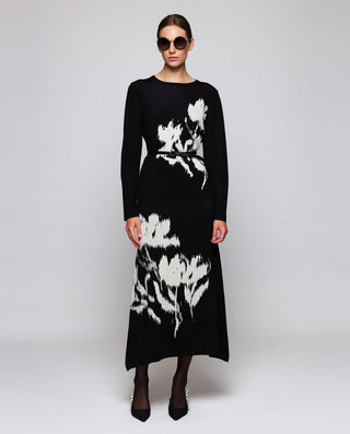Jersey negro jacquard floral