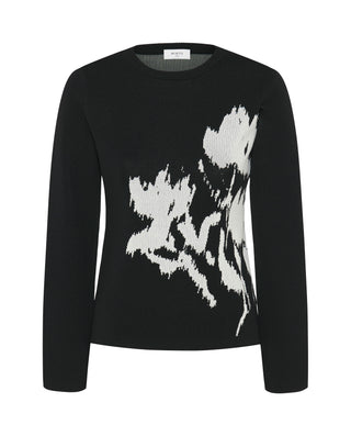 Jersey negro jacquard floral