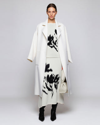 White floral jacquard knit skirt