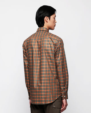 Orange plaid casual shirt