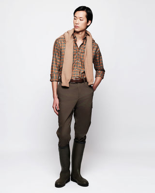 Orange plaid casual shirt