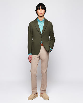 Camisa casual de algodón Pinpoint Oxford cuadros verde