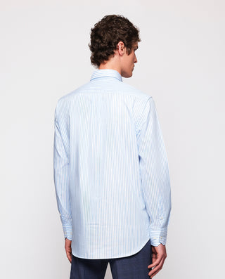 Camisa casual algodón Oxford rayas azul y blanco