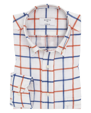 Camisa casual blanca cuadros de algodón by MIRTO