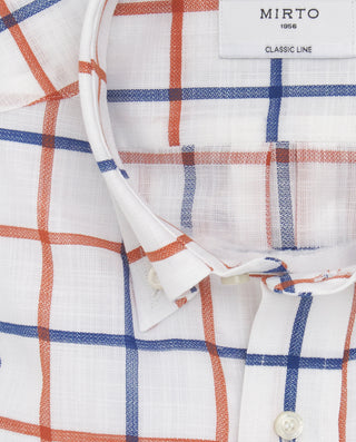 Camisa casual blanca cuadros de algodón by MIRTO
