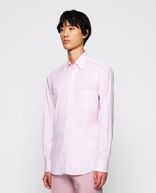 Camisa casual blanca rayas rosas de algodón by MIR