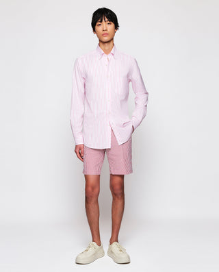 Camisa casual blanca rayas rosas de algodón by MIR