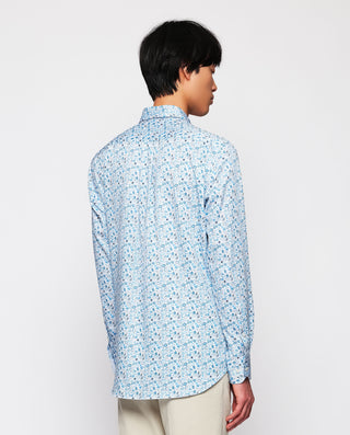 Camisa casual estampado frutal tonos azules by MIR