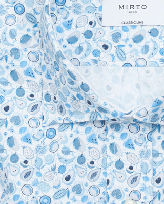 Camisa casual estampado frutal tonos azules by MIR