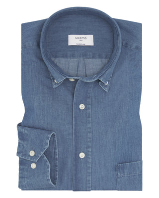 Camisa denim azul cuello con botones