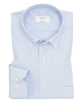 Camisa vestir cuadros azules y blancos estruc by M | 07490_0050_1