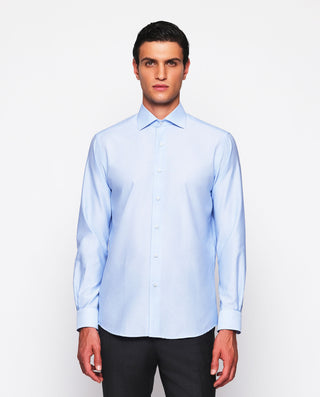 Camisa vestir azul con estructura otoman by MIRTO | 07504_0050_2