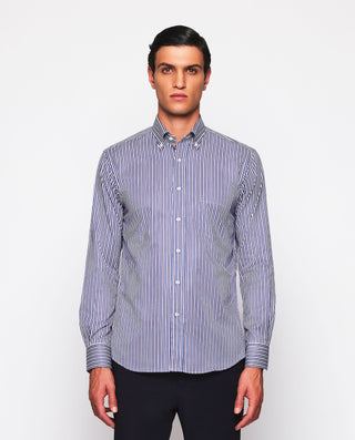 Camisa casual azul marino rayas granate by MIRTO | 07530_0050_2