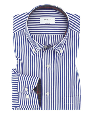 Camisa casual rayas azules y blancas de algod by M | 07535_0052_1
