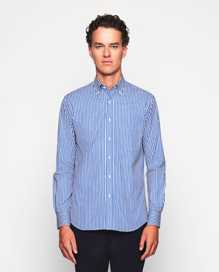 Camisa casual rayas azules y blancas de algod by M | 07535_0052_2