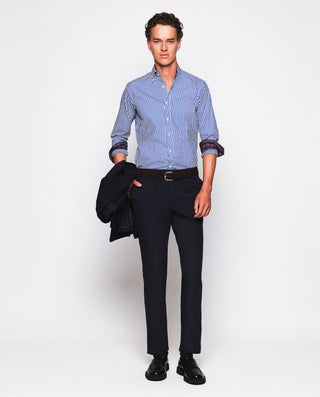 Camisa casual rayas azules y blancas de algod by M | 07535_0052_4