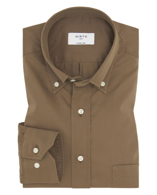 Camisa casual marrón de algodón prelavada by MIRTO | 07541_0052_1
