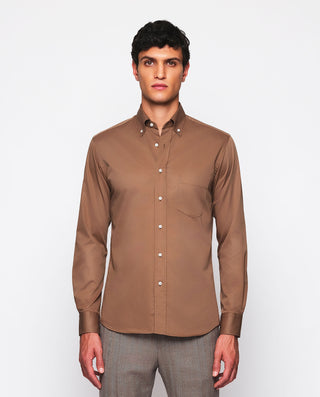 Camisa casual marrón de algodón prelavada by MIRTO | 07541_0052_2