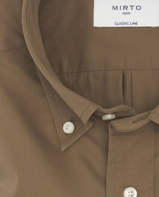 Camisa casual marrón de algodón prelavada by MIRTO | 07541_0052_5