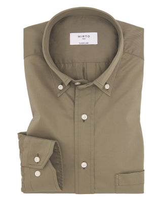 Camisa casual verde de algodón prelavada by MIRTO | 07541_0053_1