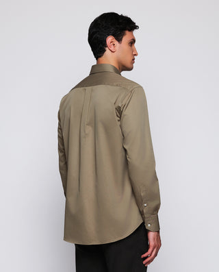 Camisa casual verde de algodón prelavada