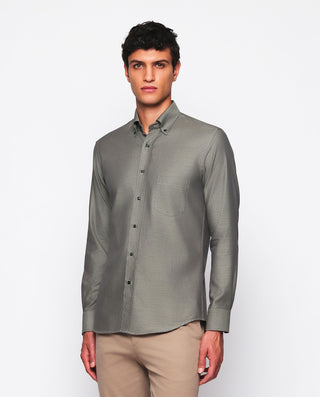 Camisa casual verde estructura de espiga by MIRTO | 07545_0050_2