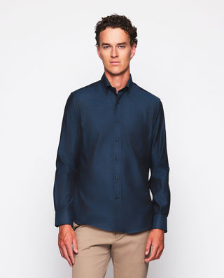 Camisa casual azul oscuro estructura de espig by M | 07545_0052_2