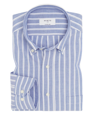 Camisa casual rayas azules y blancas de algod by M | 07563_0051_1