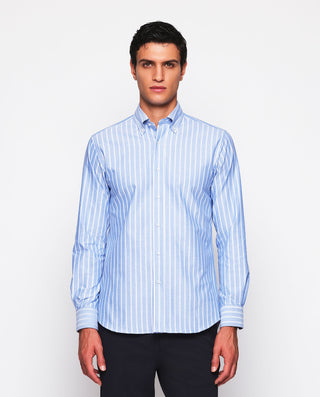 Camisa casual rayas azules y blancas de algod by M | 07563_0051_2