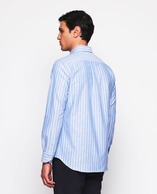 Camisa casual rayas azules y blancas de algod by M | 07563_0051_3