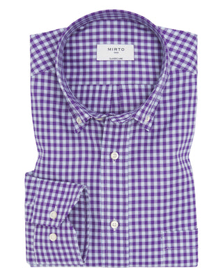Camisa casual cuadros morados algodón oxford by MI | 07569_0051_1