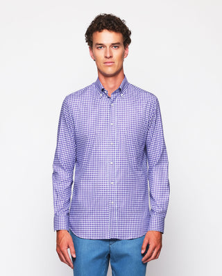 Camisa casual cuadros morados algodón oxford by MI | 07569_0051_2