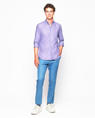 Camisa casual cuadros morados algodón oxford by MI | 07569_0051_4