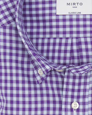 Camisa casual cuadros morados algodón oxford by MI | 07569_0051_5