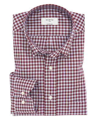 Camisa casual cuadros granate algodón oxford by MI | 07569_0052_1