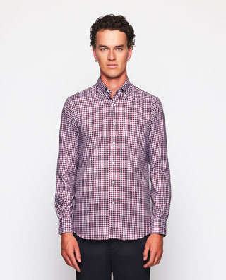 Camisa casual cuadros granate algodón oxford by MI | 07569_0052_2