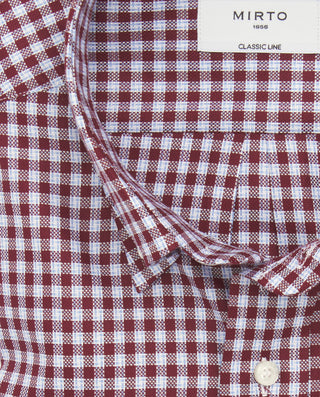 Camisa casual cuadros granate algodón oxford by MI | 07569_0052_5