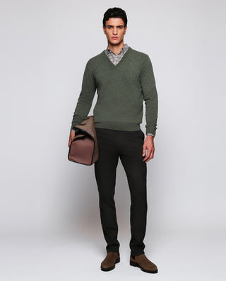 Camisa casual cuadros tonos tierra algodón melange