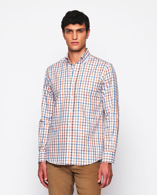Camisa casual beige cuadros multicolor estruc by M | 07582_0050_2