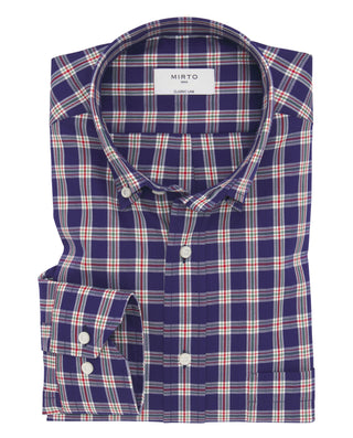 Camisa casual azul cuadros algodón estructura espiga